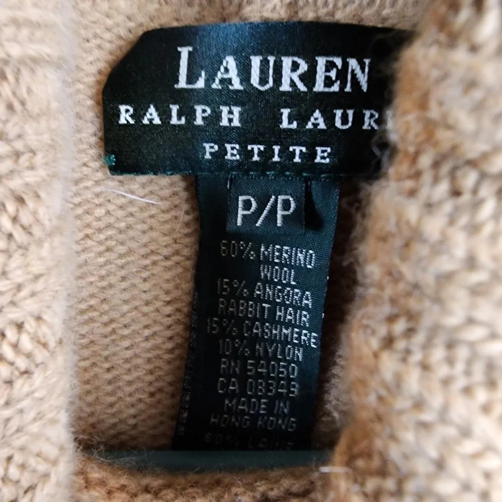 Vintage‎ Ralph Lauren Angora Cashmere Soft Turtleneck Sweater Size P/P